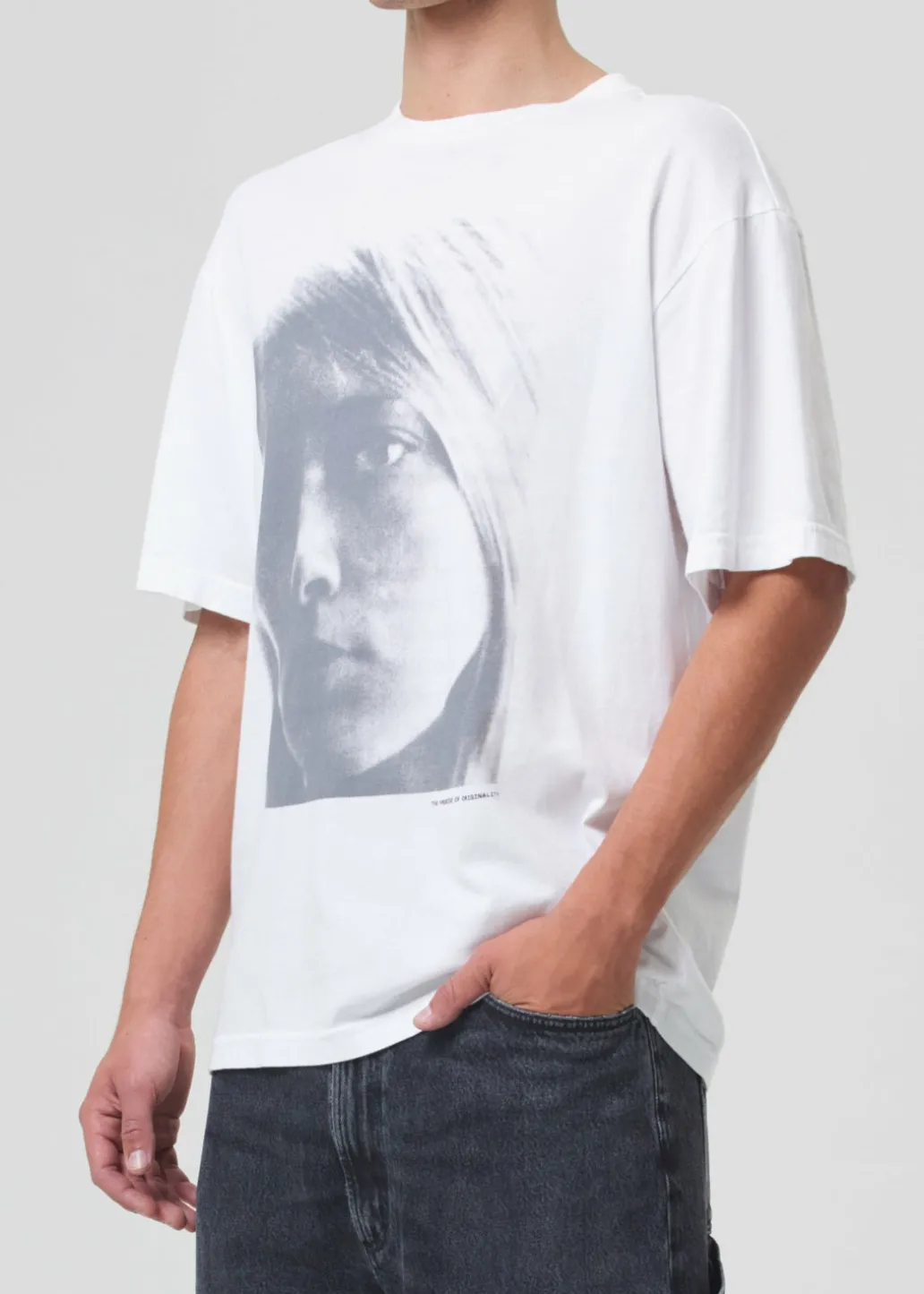AGOLDE Sumner Tee (Kim) In White Metal Outlet